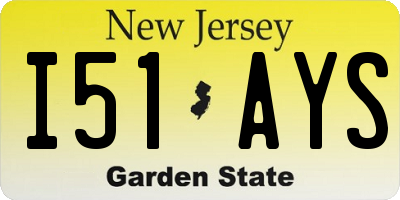 NJ license plate I51AYS