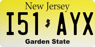NJ license plate I51AYX