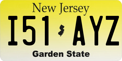 NJ license plate I51AYZ