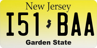 NJ license plate I51BAA