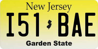 NJ license plate I51BAE