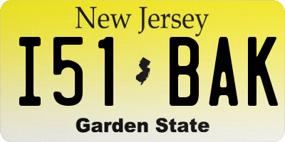 NJ license plate I51BAK