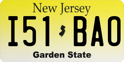 NJ license plate I51BAO