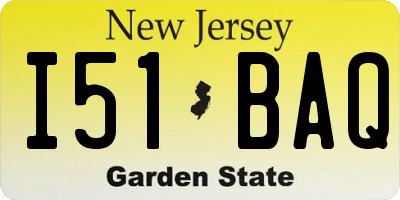 NJ license plate I51BAQ