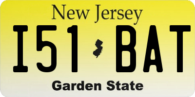 NJ license plate I51BAT