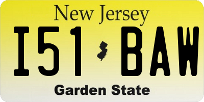 NJ license plate I51BAW