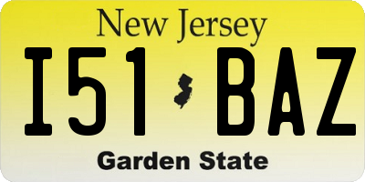 NJ license plate I51BAZ