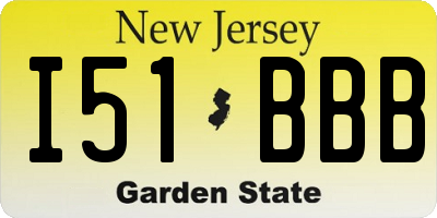 NJ license plate I51BBB