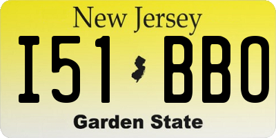 NJ license plate I51BBO