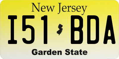 NJ license plate I51BDA