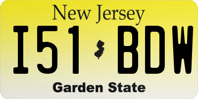 NJ license plate I51BDW