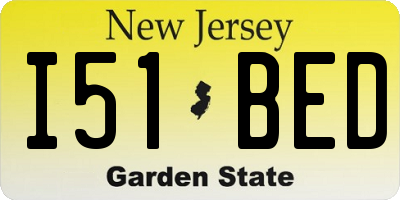 NJ license plate I51BED