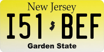 NJ license plate I51BEF