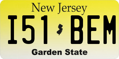 NJ license plate I51BEM