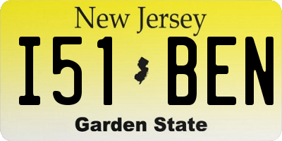 NJ license plate I51BEN