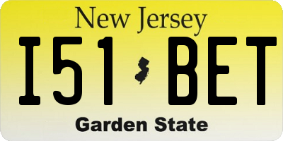 NJ license plate I51BET