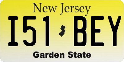 NJ license plate I51BEY