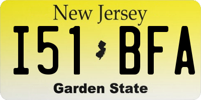 NJ license plate I51BFA
