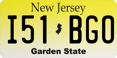 NJ license plate I51BGO