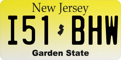 NJ license plate I51BHW