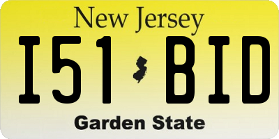 NJ license plate I51BID
