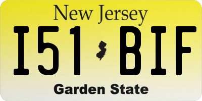 NJ license plate I51BIF