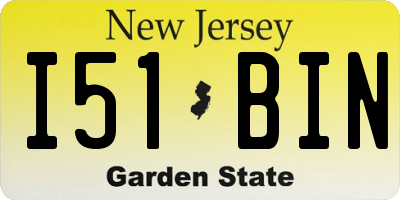 NJ license plate I51BIN