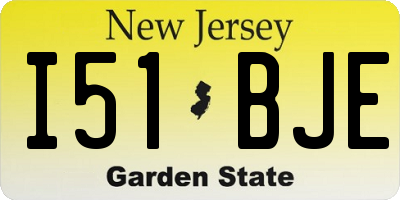 NJ license plate I51BJE