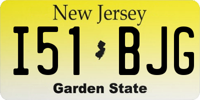 NJ license plate I51BJG