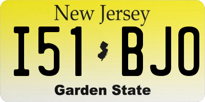 NJ license plate I51BJO