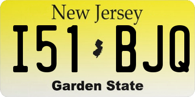 NJ license plate I51BJQ