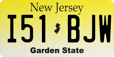 NJ license plate I51BJW