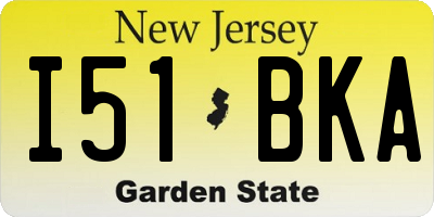 NJ license plate I51BKA