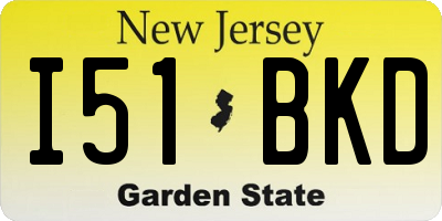 NJ license plate I51BKD