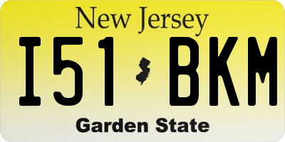 NJ license plate I51BKM
