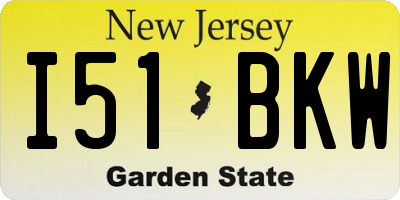 NJ license plate I51BKW