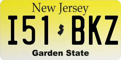 NJ license plate I51BKZ