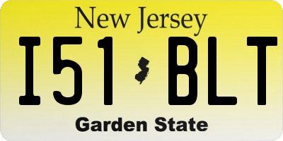 NJ license plate I51BLT