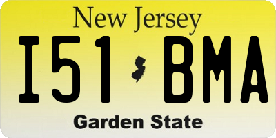 NJ license plate I51BMA