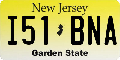 NJ license plate I51BNA