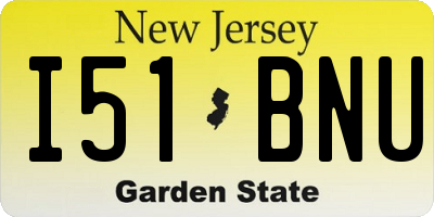 NJ license plate I51BNU