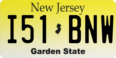 NJ license plate I51BNW