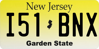 NJ license plate I51BNX