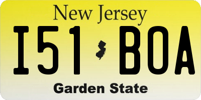NJ license plate I51BOA