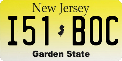 NJ license plate I51BOC