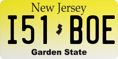 NJ license plate I51BOE