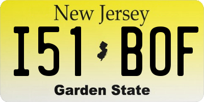 NJ license plate I51BOF