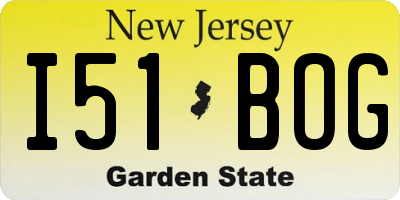 NJ license plate I51BOG