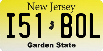 NJ license plate I51BOL