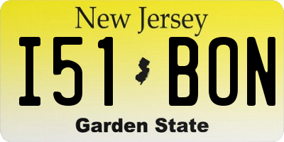 NJ license plate I51BON